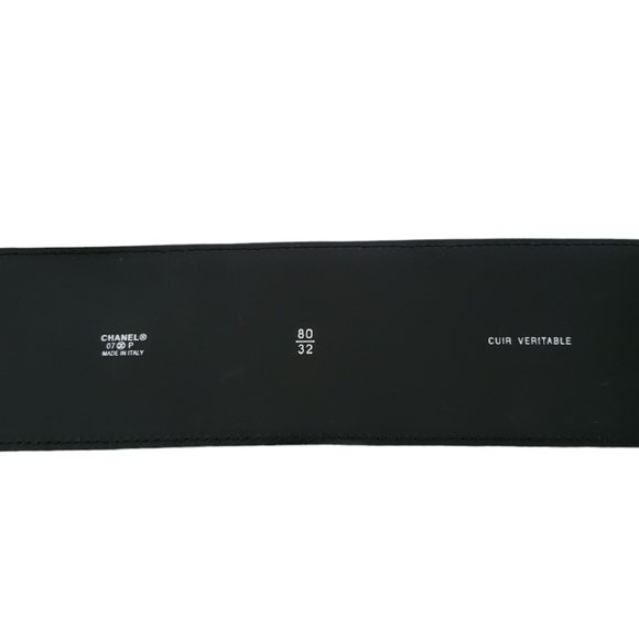 CHANEL O7 Black Patent Leather Quilted CC Logo Wide Belt - Picture 9 of 11